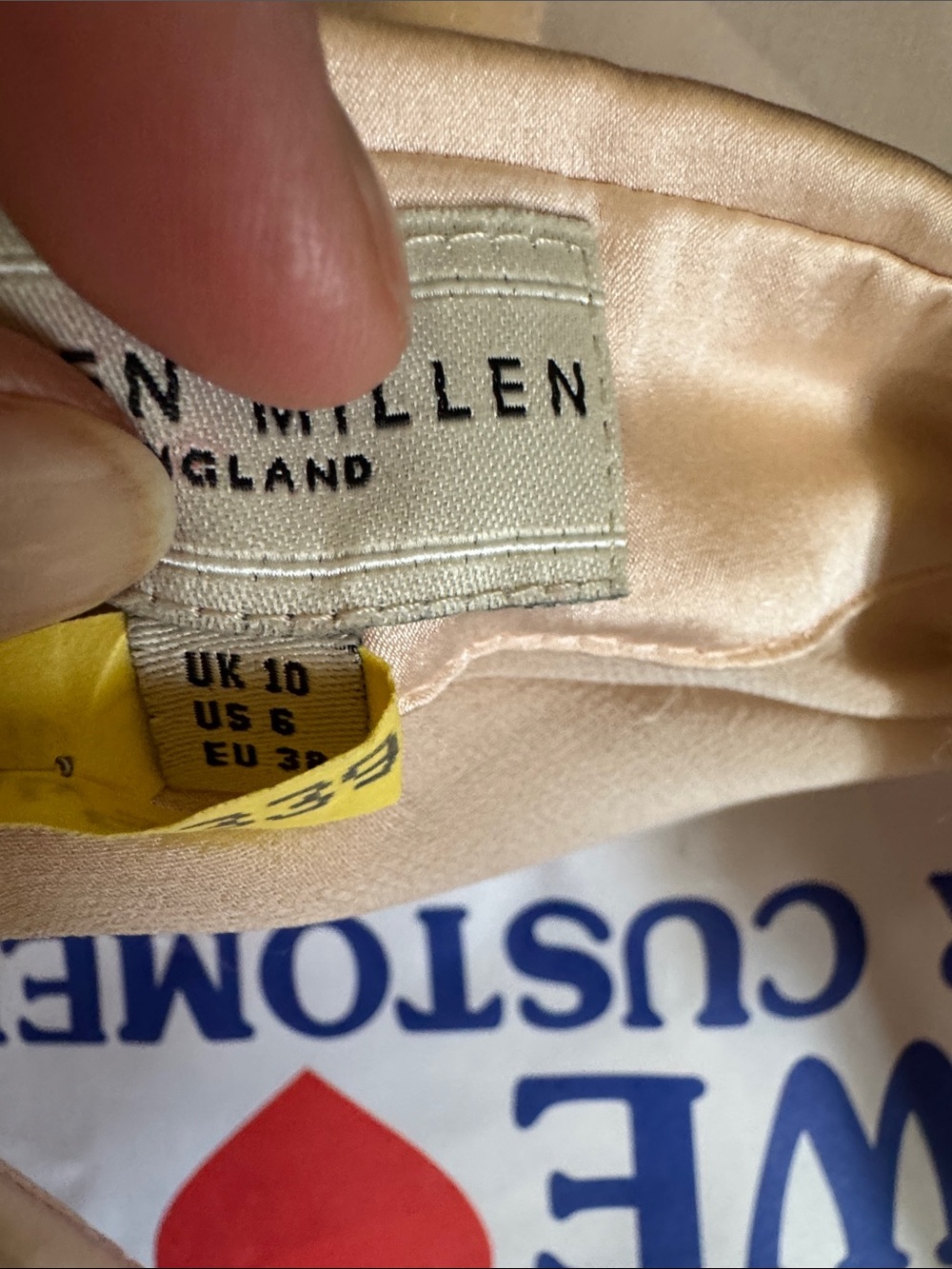 Karen Millen Silk-Blend Rose Gold champagne Ruffle Tie-Neck Button-Down Blouse - Picture 5 of 8